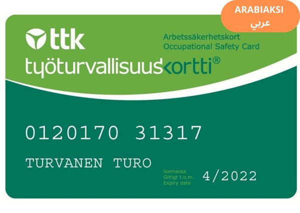 Työturvallisuuskortti Arabiaksi